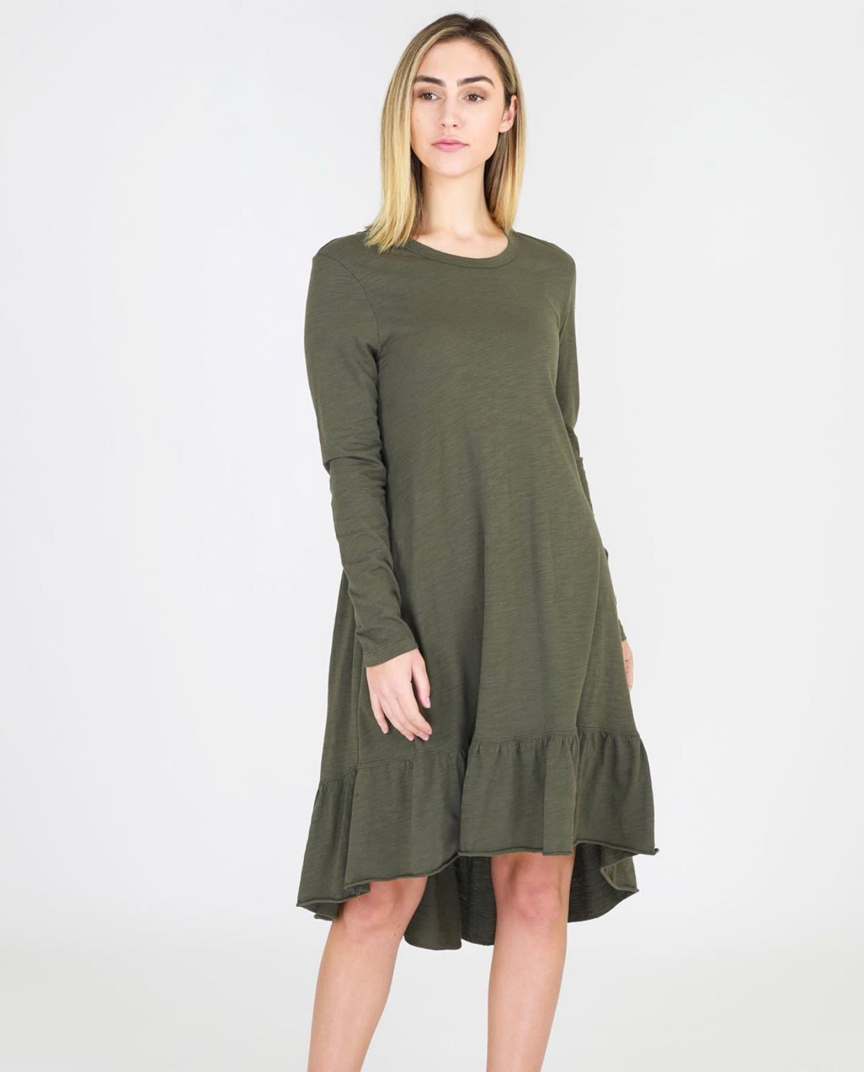 3rd Story Stacey Dress - Long Sleeve Dress - Khaki Dress - Long Sleeve Hilary Dress - Basic State