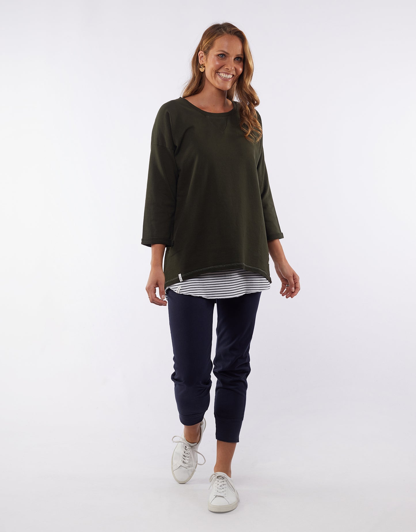 SHOP ELM ALICE JUMPER ONLINE, SHOP ELM KHAKI ALICE CREW, ELM ALICE CREW IN KHAKI, ELM CLOTHING PLUS SIZE