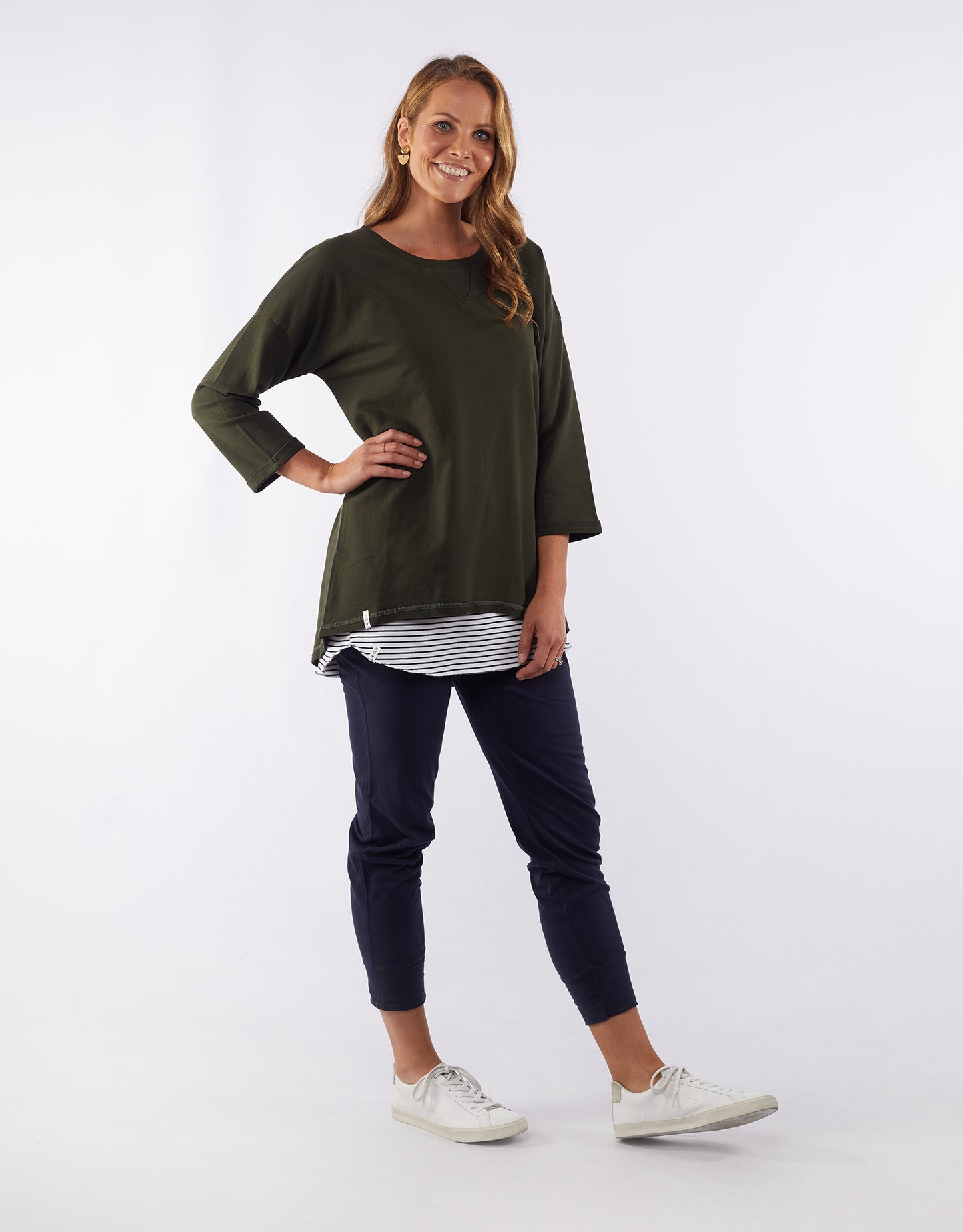 SHOP ELM ALICE JUMPER ONLINE, SHOP ELM KHAKI ALICE CREW, ELM ALICE CREW IN KHAKI, ELM CLOTHING PLUS SIZE