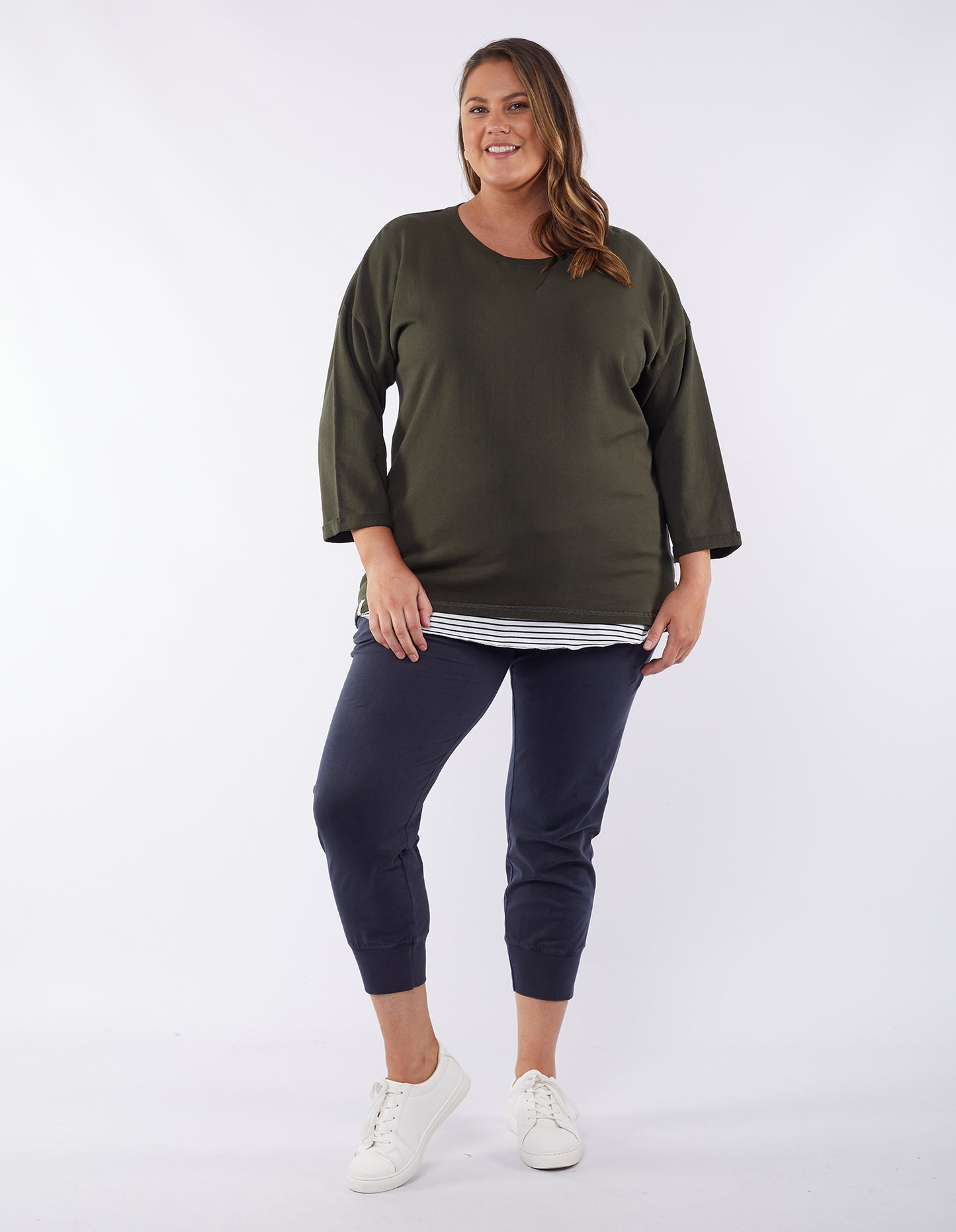 SHOP ELM ALICE JUMPER ONLINE, SHOP ELM KHAKI ALICE CREW, ELM ALICE CREW IN KHAKI, ELM CLOTHING PLUS SIZE