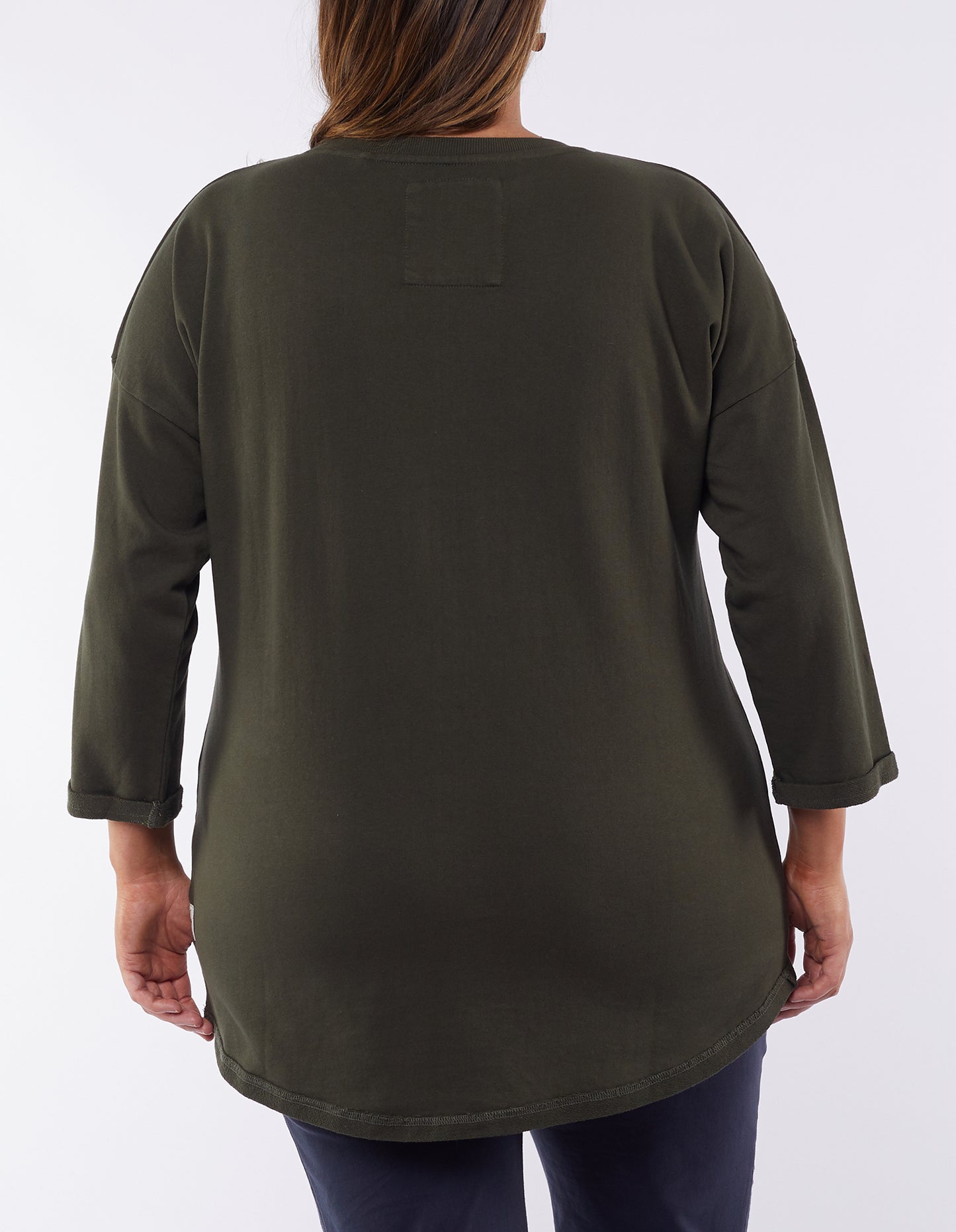 SHOP ELM ALICE JUMPER ONLINE, SHOP ELM KHAKI ALICE CREW, ELM ALICE CREW IN KHAKI, ELM CLOTHING PLUS SIZE