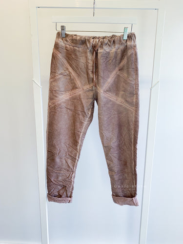 Faux Suede Pull up Joggers - Ancient Powder
