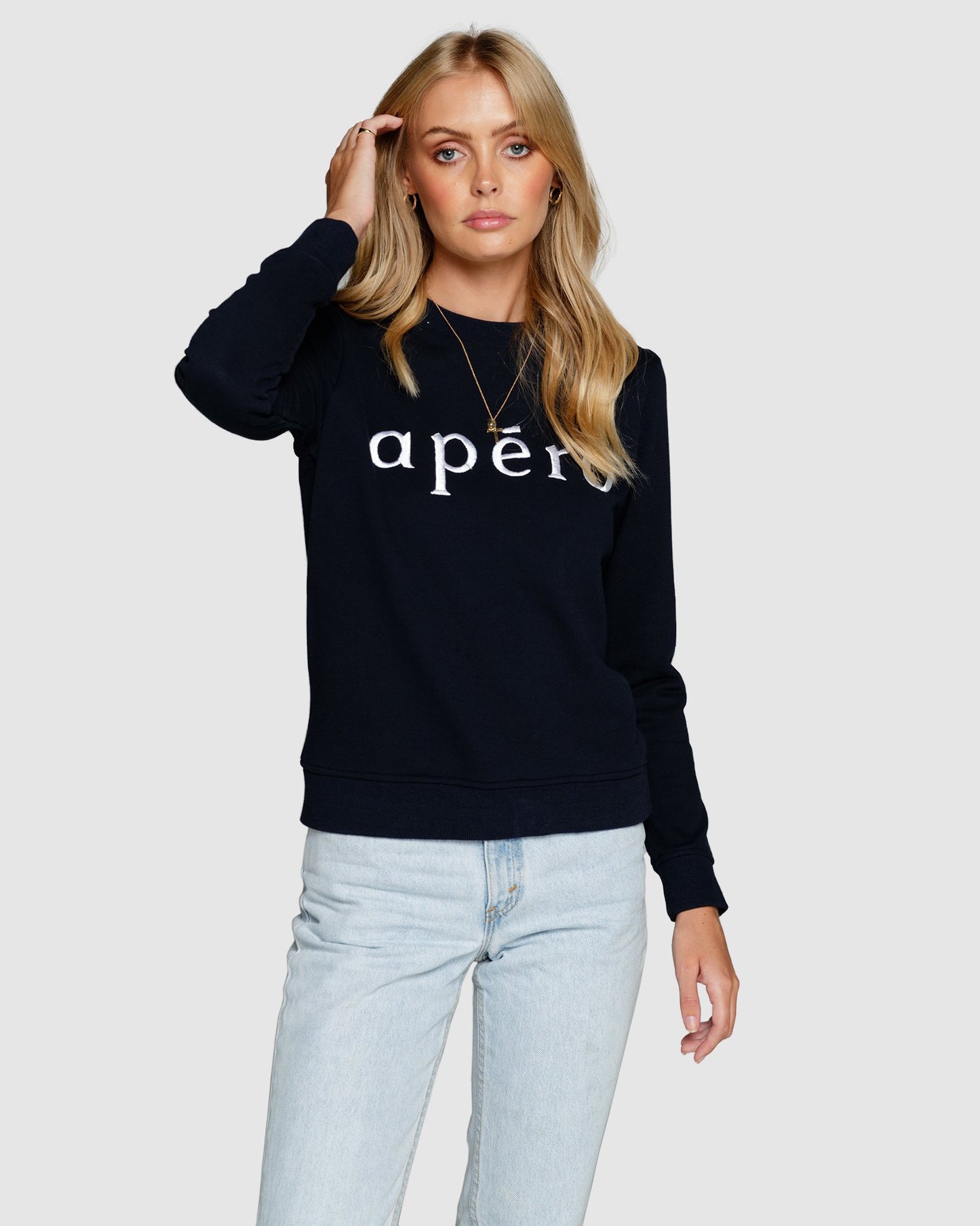 Apero Jumper Navy Apero Embroidered Jumper Navy Apero Jumper Apero Australia Basic State