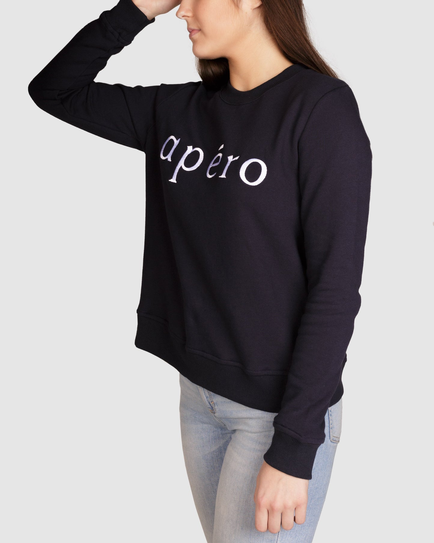 AFI041.490 Apero Jumper Navy Apero Embroidered Jumper Navy Apero Jumper Apero Australia Basic State