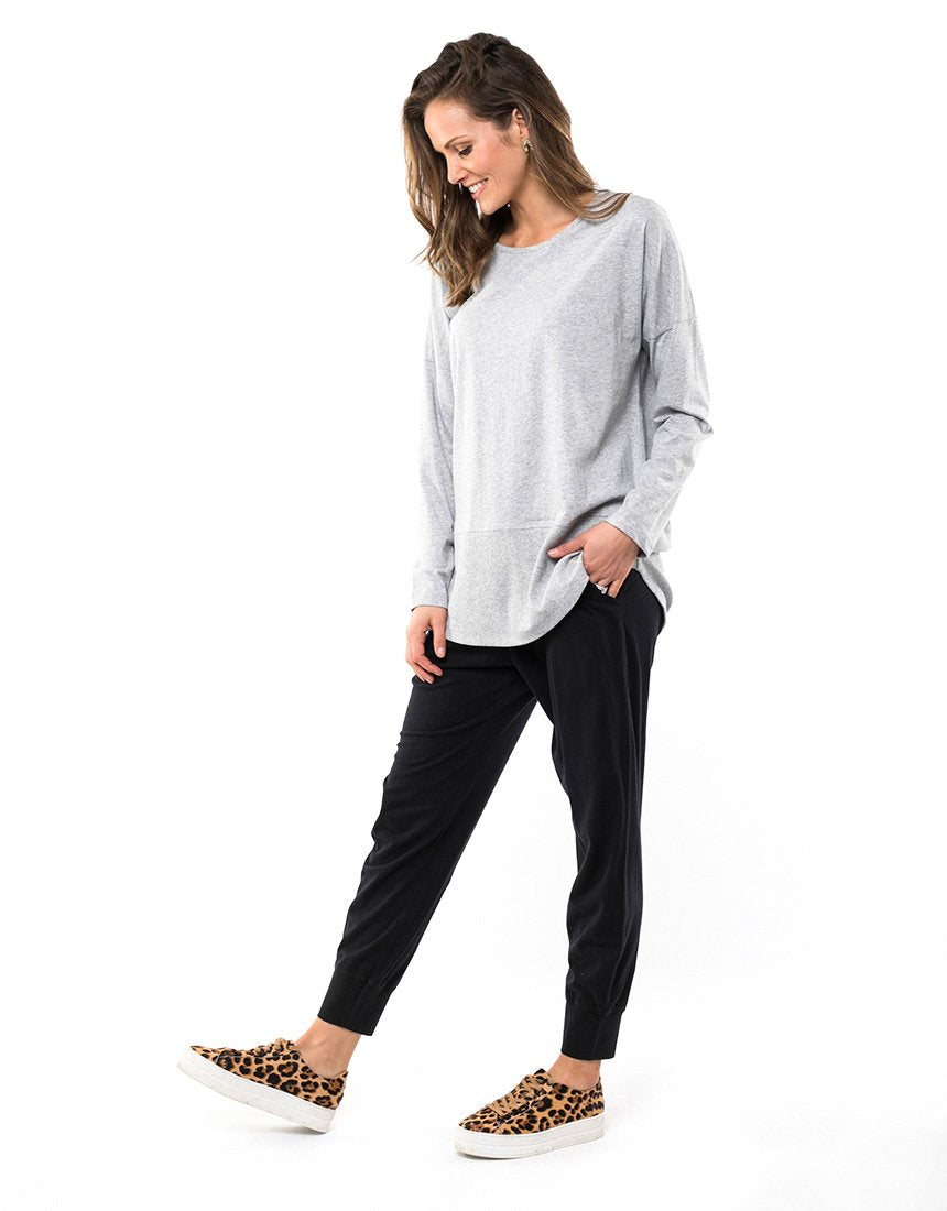 buy elm fundamental rib long sleeve tee in grey - Elm Australian Stockist Basic State Elm Clothing Long Sleeve Tee