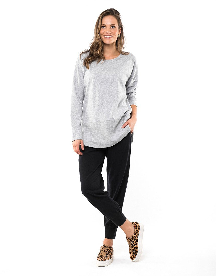 buy elm fundamental rib long sleeve tee in grey - Elm Australian Stockist Basic State Elm Clothing Long Sleeve Tee