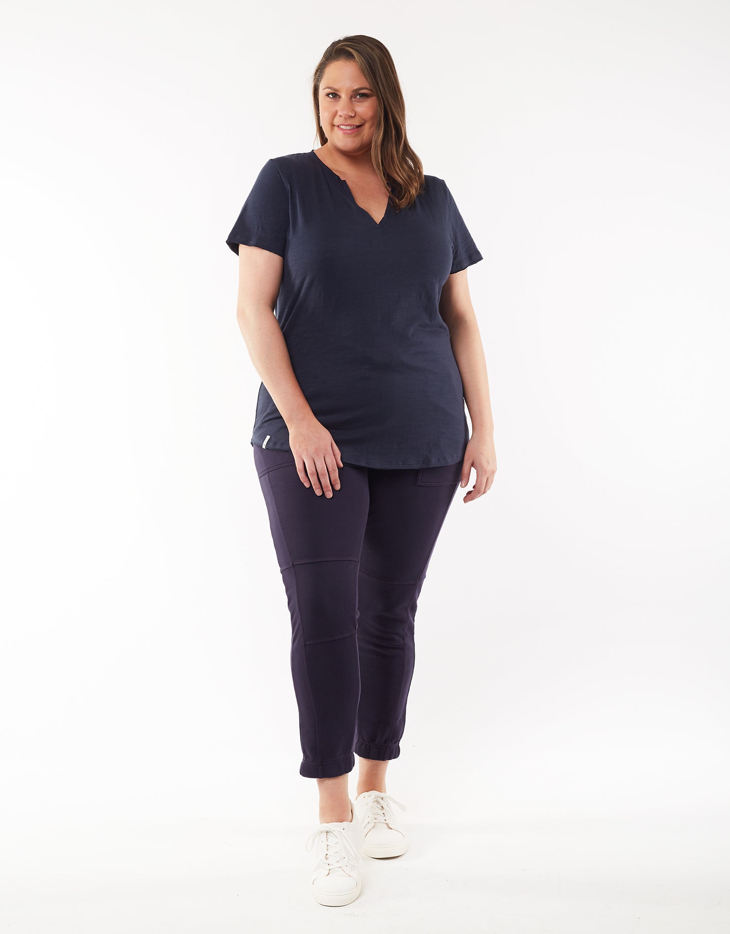 Plus Size St Helens Henley Tee - Navy