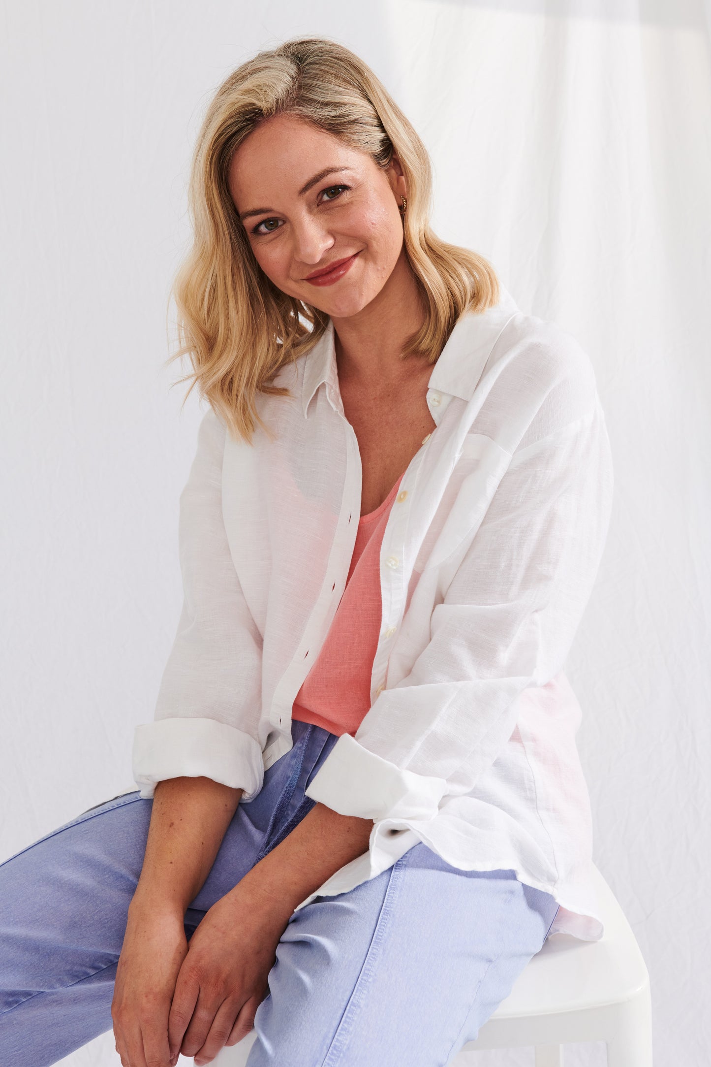 Buy Lulu Linen Cayman Shirt White SHOP WHITE LINEN SHIRT SHOP LULU ORGANIC LINEN CAYMAN SHIRT BASIC STATE LULU ORGANIC LINEN ESSENTIALS STOCKIST