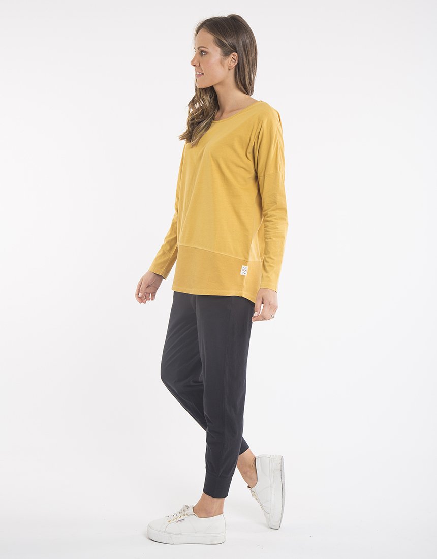 Buy Elm Fundamental Rib Long Sleeve Tee - Mustard - Buy Elm Rib Long Sleeve Tee Yellow Basic State Elm Stockist