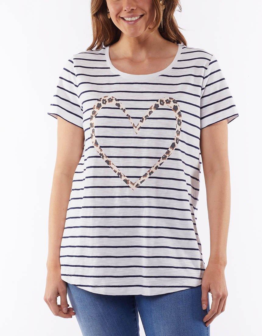 Elm Clothing Full Circle Tee Elm Fundamental Tee Leopard Print Stripe Tee Leopard Heart Tshirt Basic State Stripe Elm Tee