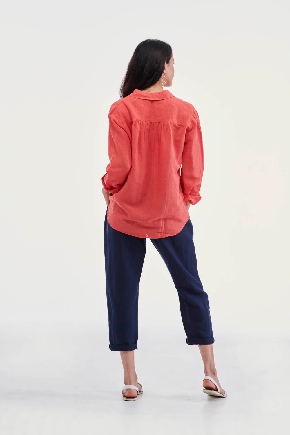 Buy Lulu Linen Shirt Buy Cayman Sunset Scarlet Skirt Sunset Scarlet Cayman Linen Shirt - Lulu Organic Linen Stockist - Basic State Sunset Scarlet