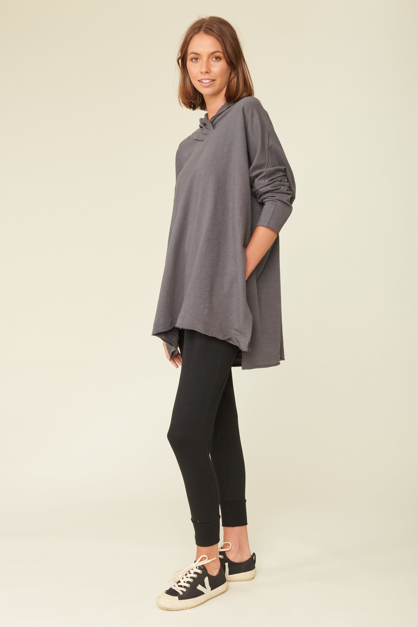 Buy Lulu Organic Essentials Norwich Hooded Throw Over Stone Buy Norwich Hooded Throw Over Black Basic State Lulu organic essentials stockist