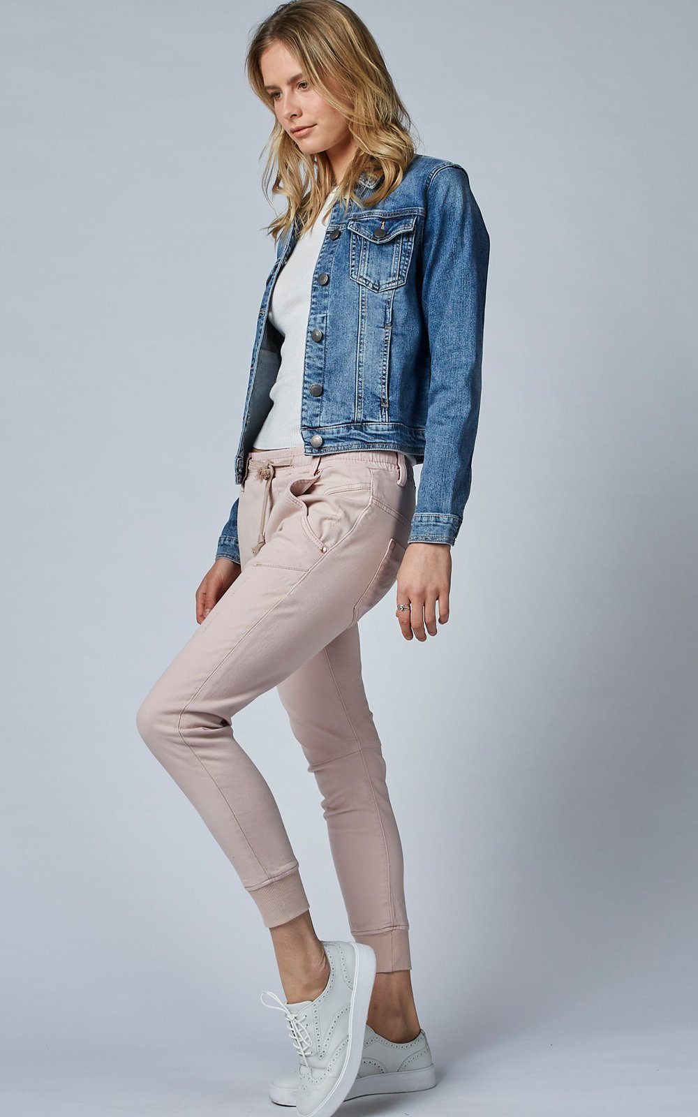 Buy Dricoper Dusty Pink Jeans Buy Dricoper Dusty Rose Active Denim Joggers online Basic State DriCoper australian Stockist