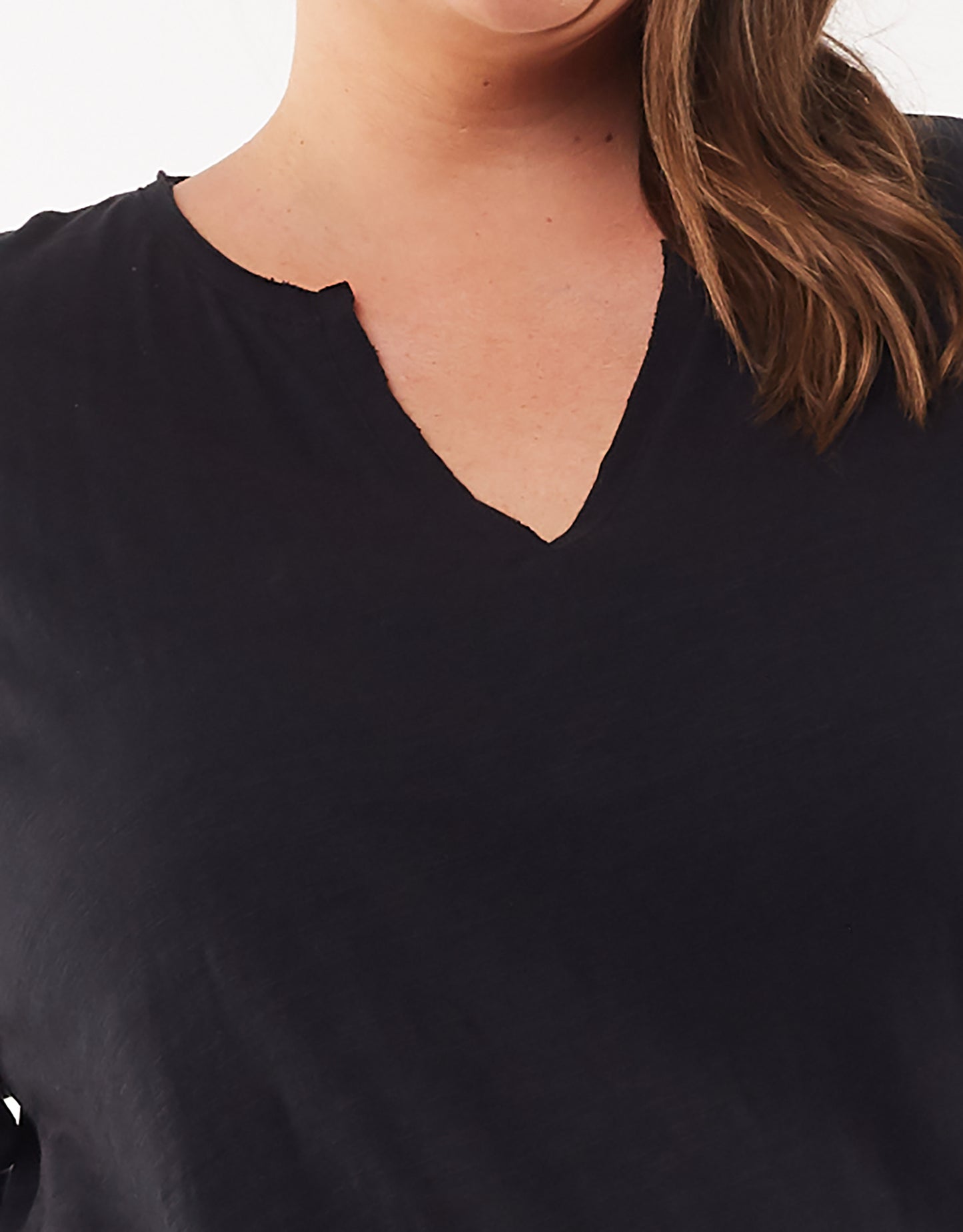 Coles Bay Henley Long Sleeve Tee - Black (Plus Size)