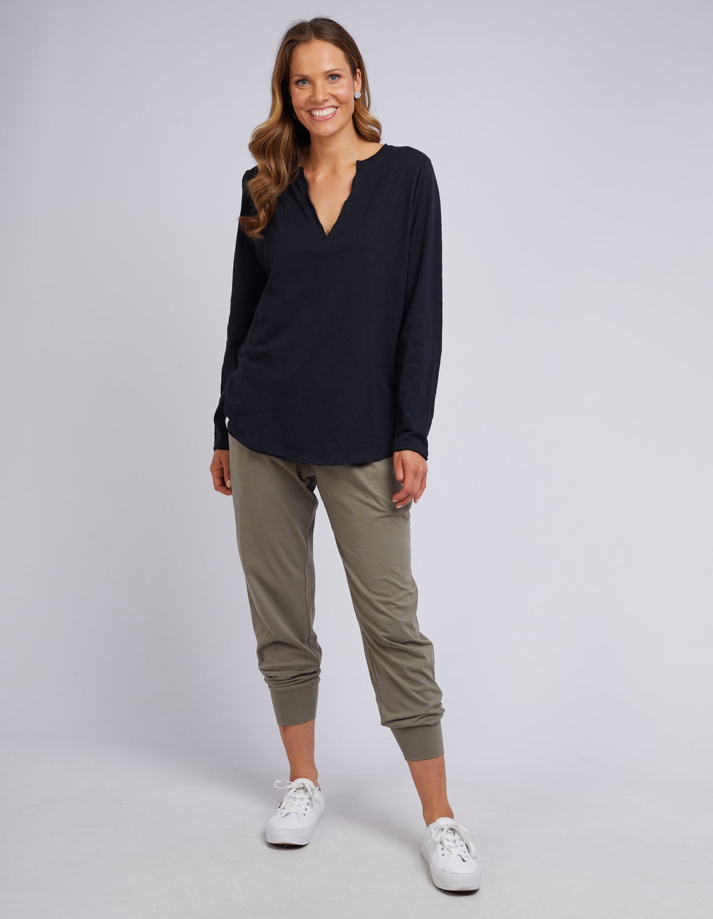 Shop Elm Coles Bay Long Sleeve Tee online Shop Elm Coles Bay Henley Black Basic State Elm Clothing Stockists