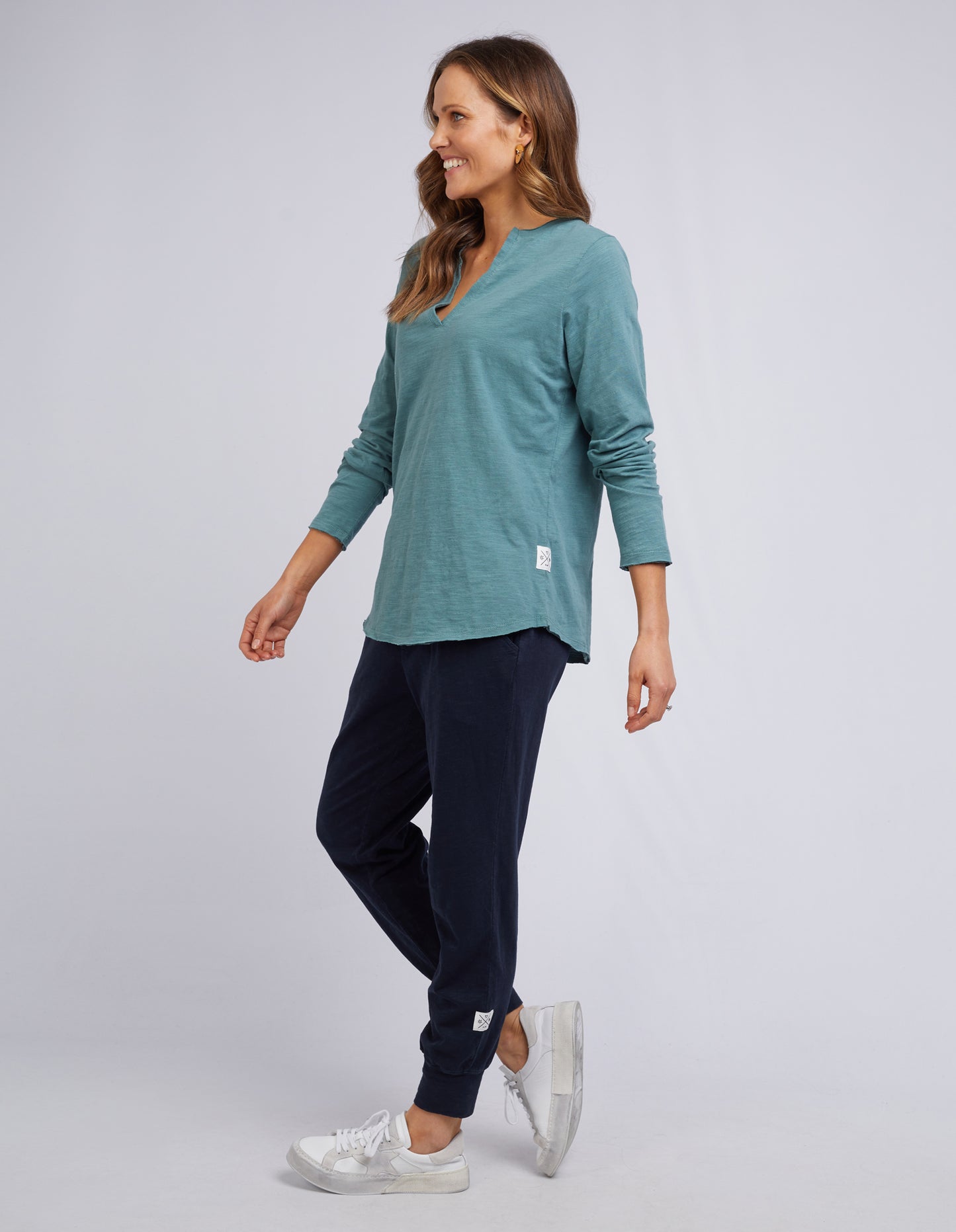 Elm Australian Stockist - Elm Australian Online Stockist - Coles Bay Henley Long Sleeve Tee - Pine Green Khaki Green Buy Elm Clothing online, Elm Clothing Sale