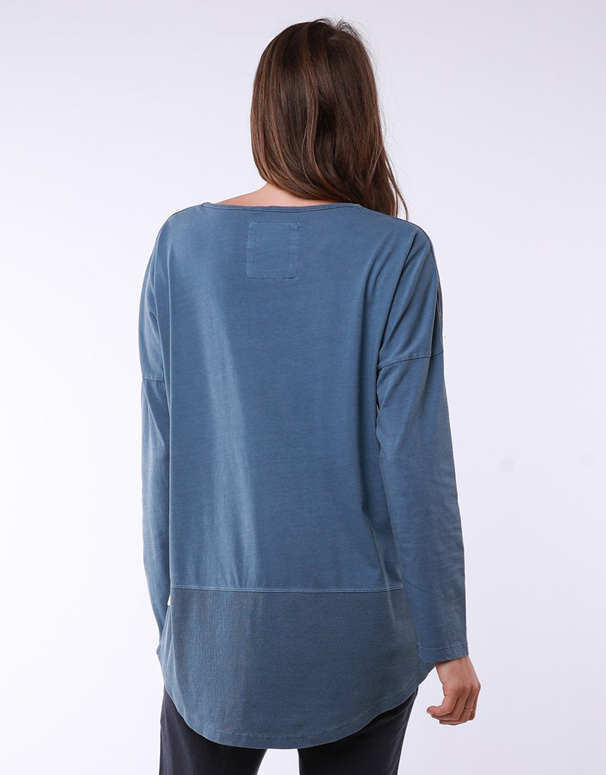 ELM RIB LONG SLEEVE TEE - BLUE STEEL - BASIC STATE