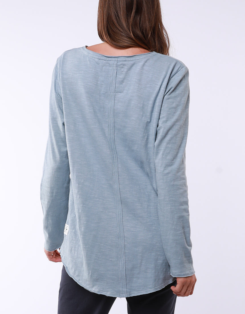 Blue Mist Elm Coles Bay Henley Long Sleeve Tee - Basic State -