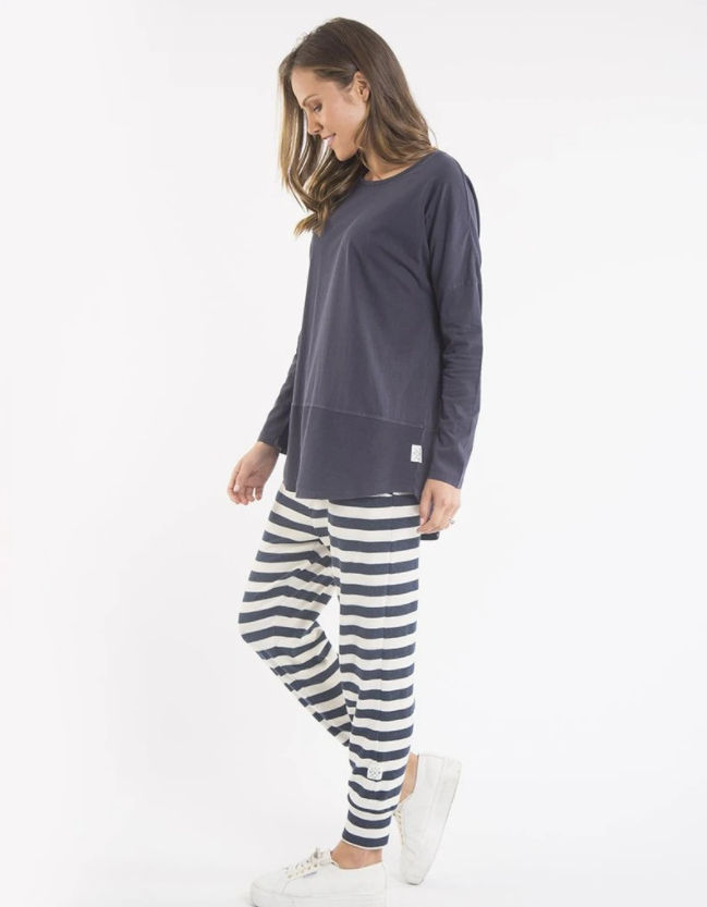 Plus Size Rib Long Sleeve Tee - Navy