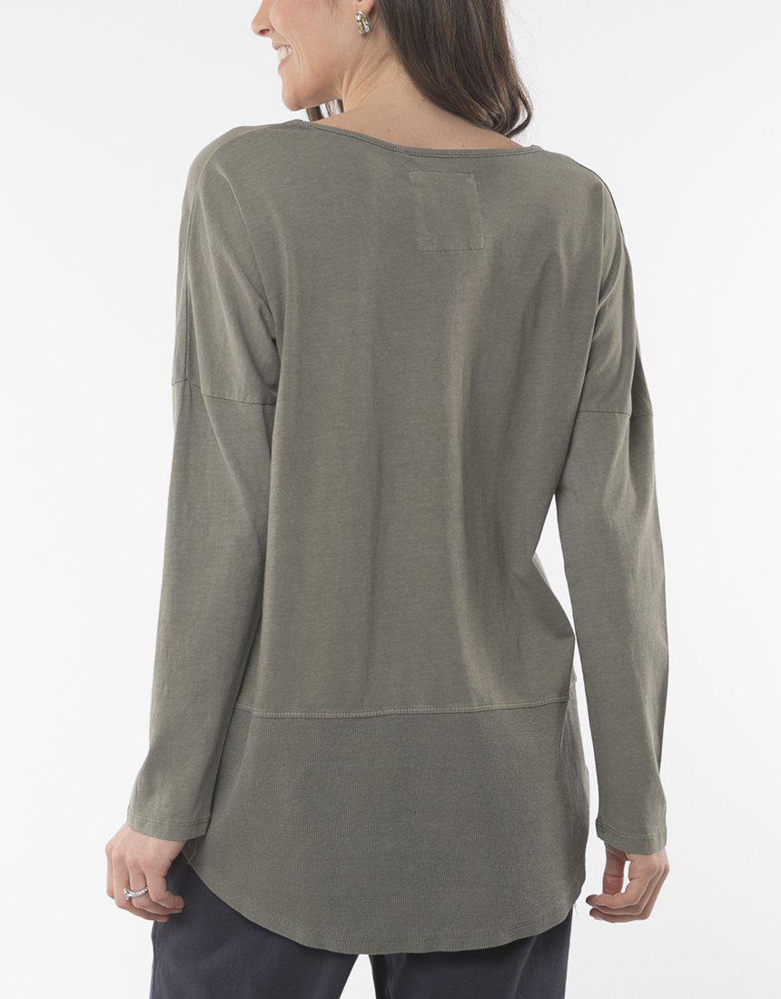 Buy Elm Essentials Long Sleeve Khaki Top Long Sleeve Fundamentals Tshirt Elm Clothing Khaki Top - Basic State Elm Rib Long Sleeve Tee Khaki - Elm Stockist