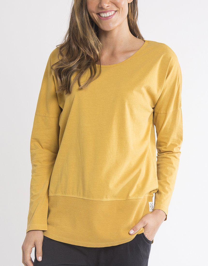 Buy Elm Fundamental Rib Long Sleeve Tee - Mustard - Buy Elm Rib Long Sleeve Tee Yellow Basic State Elm Stockist