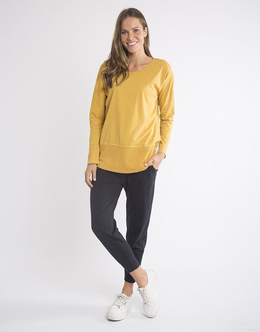 Buy Elm Fundamental Rib Long Sleeve Tee - Mustard - Buy Elm Rib Long Sleeve Tee Yellow Basic State Elm Stockist