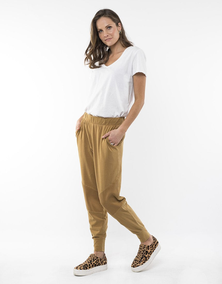 Elm Rib Trim Track Pant Elm Stockist Elm Australian Stockist Elm Mustard Pants Basic State Elm Clothing Australian Stockist