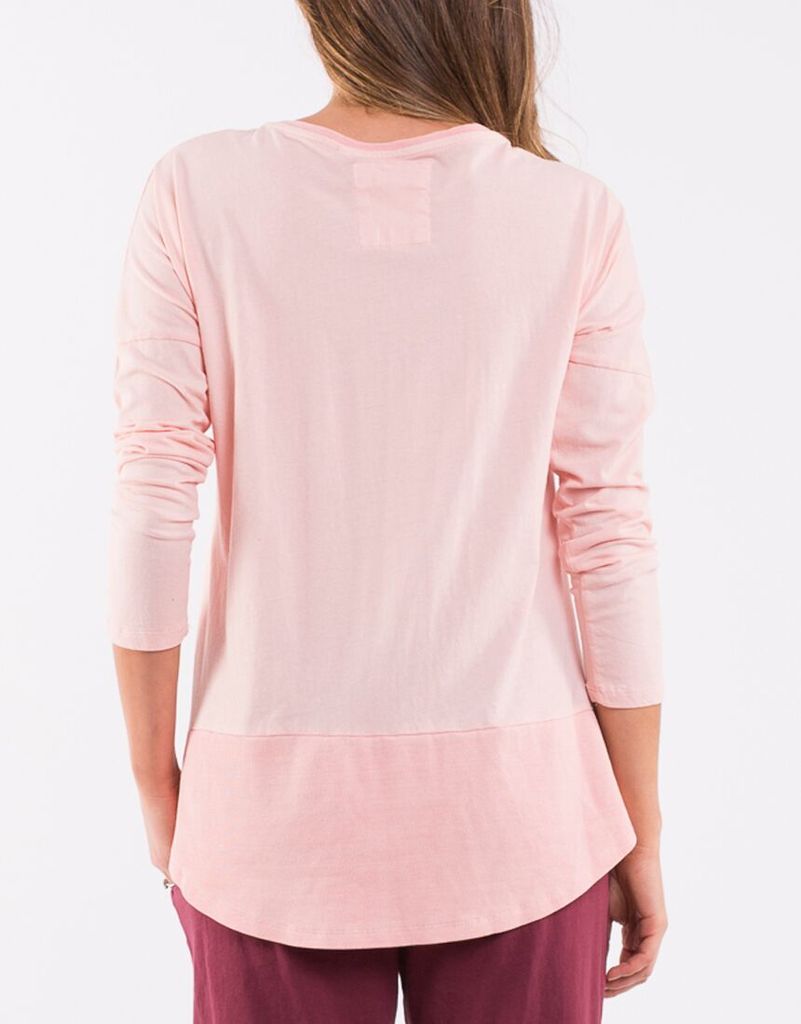 Elm Strahan V Neck Long Sleeve Tee Pink Basic State Australia Elm Stockist Long Sleeve Rib Tee