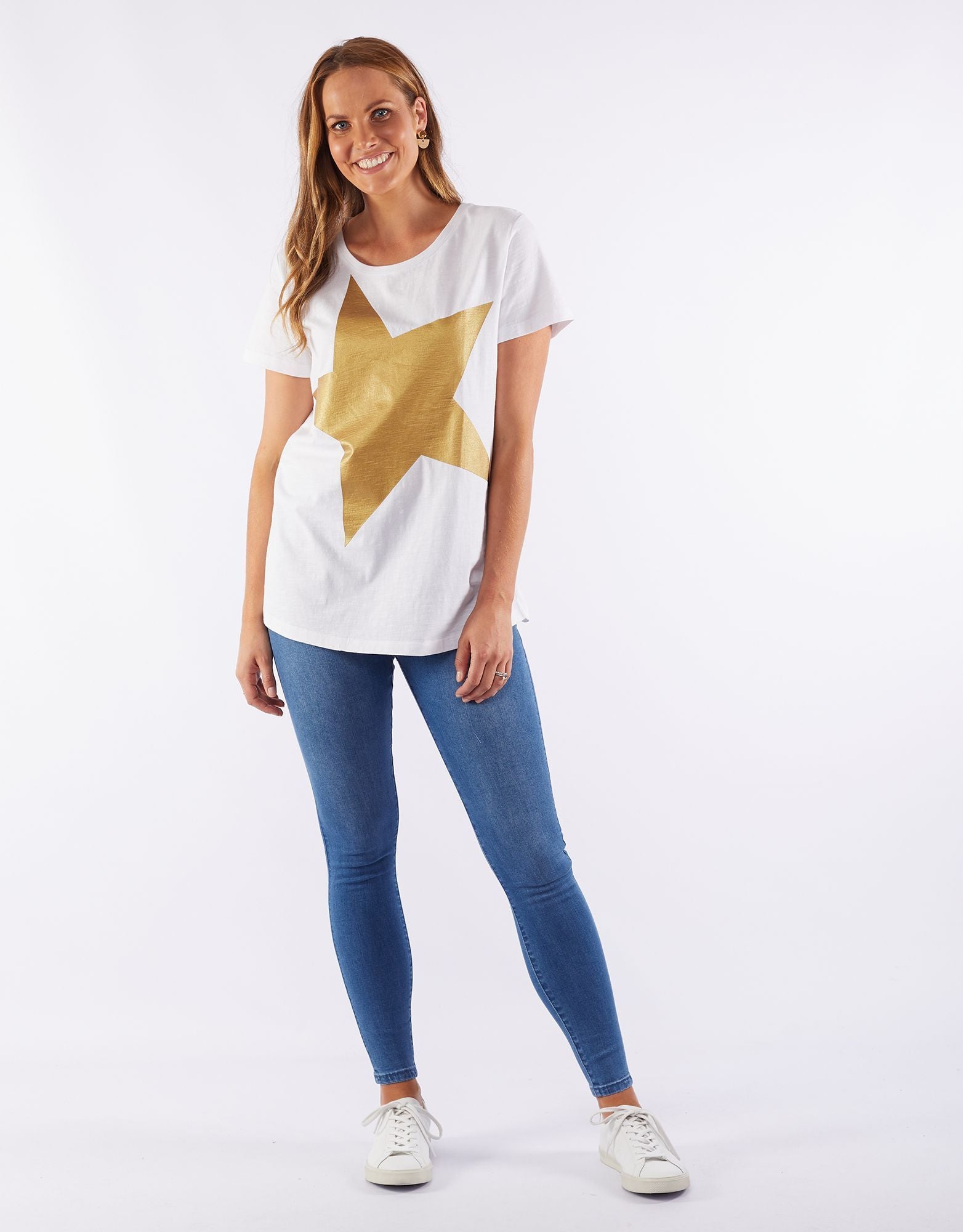 Elm Super Star Tee - Gold - Basic State Elm Stockist Elm Melbourne Stockist Elm Australian Stockist Elm Sydney Stockist Elm Brisbane Stockist Elm Australian Stockist Elm Gold Star Tee Elm Gold Super Star Tee