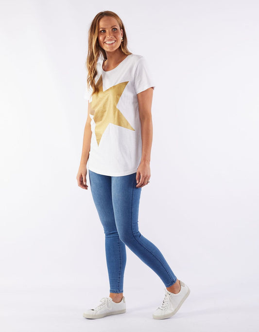 Elm Super Star Tee - Gold - Basic State Elm Stockist Elm Melbourne Stockist Elm Australian Stockist Elm Sydney Stockist Elm Brisbane Stockist Elm Australian Stockist Elm Gold Star Tee Elm Gold Super Star Tee