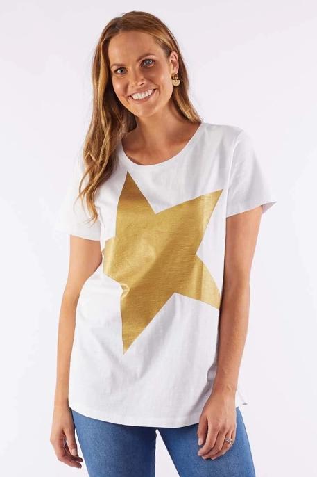 Elm Super Star Tee - Gold - Basic State Elm Stockist Elm Melbourne Stockist Elm Australian Stockist Elm Sydney Stockist Elm Brisbane Stockist Elm Australian Stockist Elm Gold Star Tee Elm Gold Super Star Tee