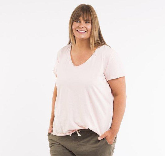 Shop Elm Fundamentals V Neck Tshirt - Elm lifestyle clothing v neck tee pink - Basic State