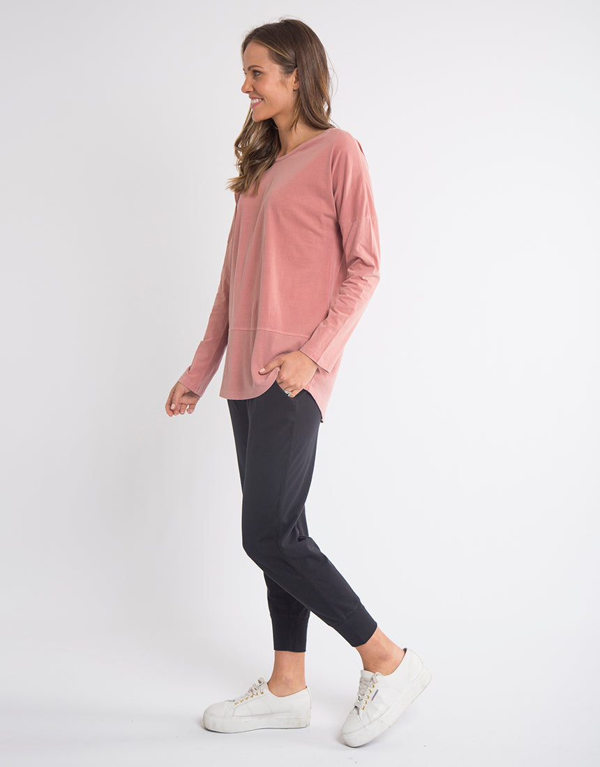 Elm Fundamental Long Sleeve Rib Tee - Dusty Pink - Basic State Elm Stockist Elm Clothing Stockist - Basic State Australia