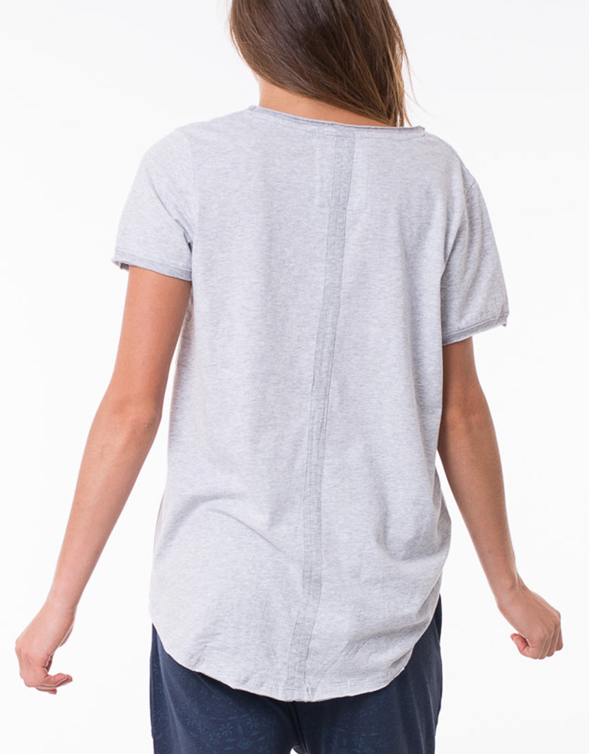 Plus Size Elm Fundamentals - V Neck Tshirt - Grey Marle - Basic State Australia