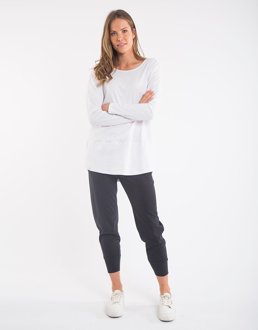 Buy Elm Fundamentals Long Sleeve Rib Tee in White - Elm Plus Size Long Sleeve Rib Tee - Plus Size & Curve Basic State Australia