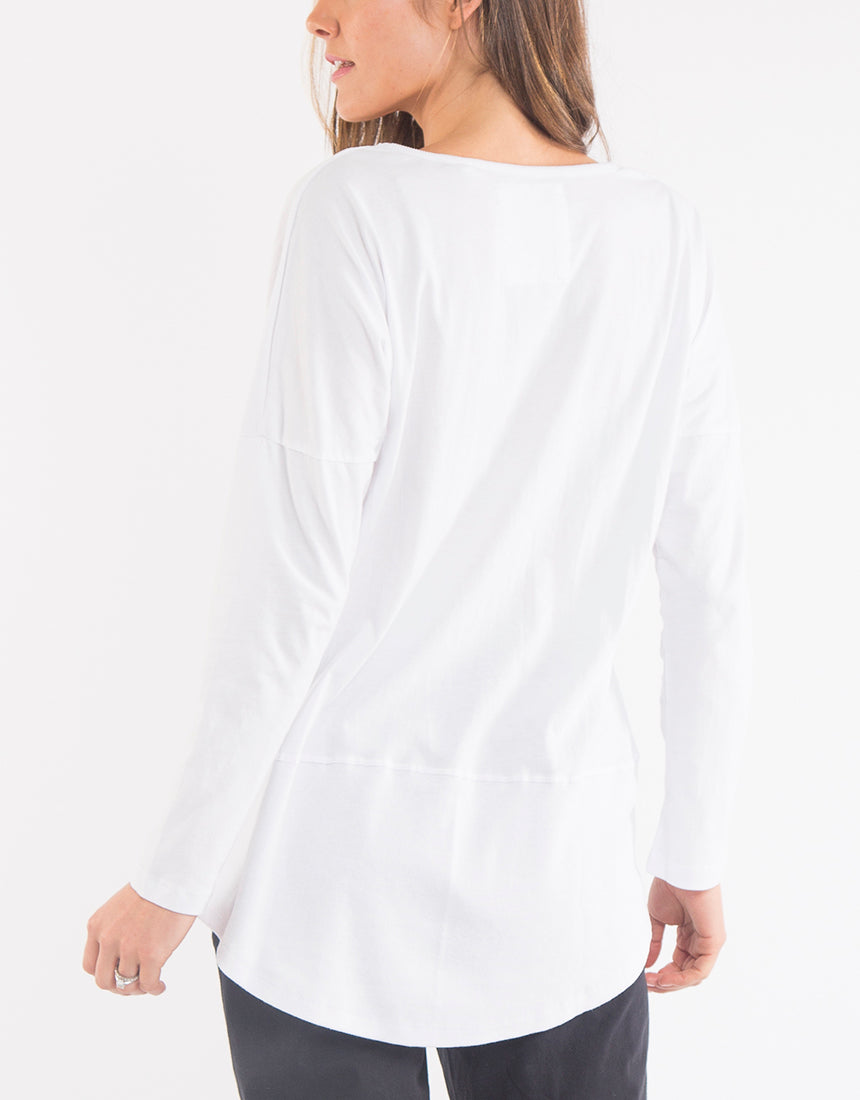 Basic State Elm Fundamentals Long Sleeve Rib Tee in White - Elm Plus Size Long Sleeve Rib Tee - Plus Size and Curve Basic State Australia