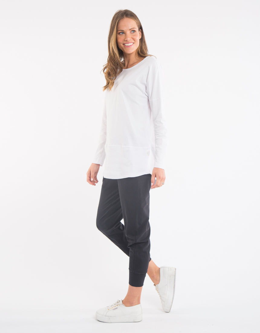 Shop Elm Clothing Elm Fundamentals Long Sleeve Rib Tee in White - Elm Plus Size Long Sleeve Rib Tee - Plus Size & Curve Basic State Australia