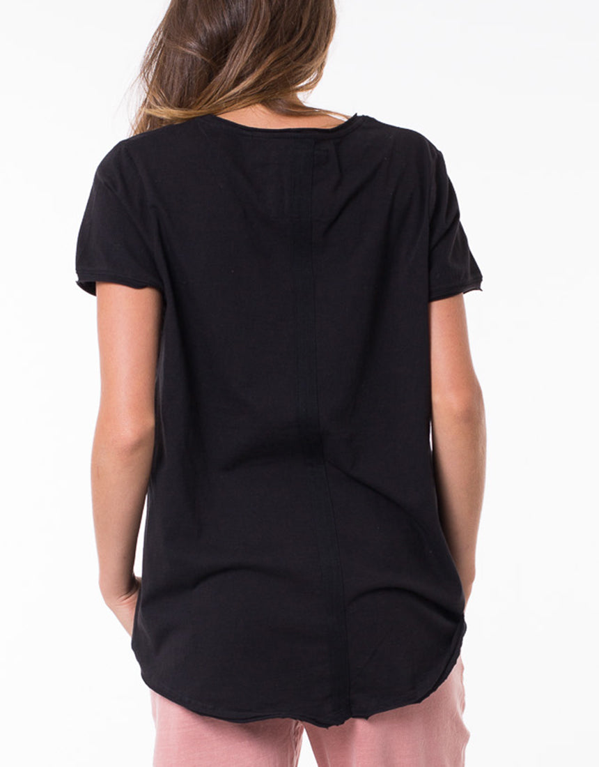 Elm Embrace Plus Size V Neck Tee Washed Black - Elm Plus Size V Neck Tee Black - Basic State Australia