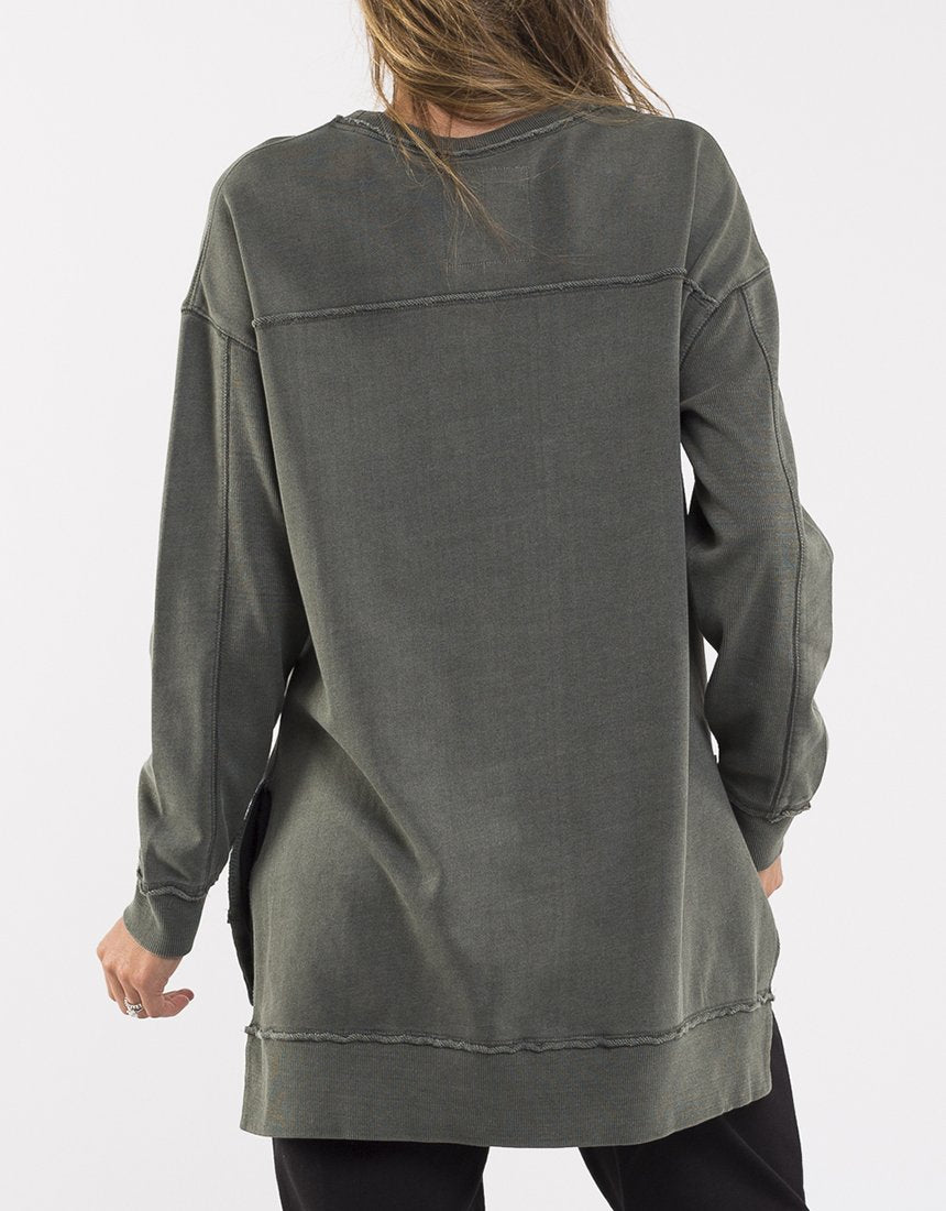Foxwood Elm Jumper Fleur Crew Khaki Basic State Foxwood Australian Stockist