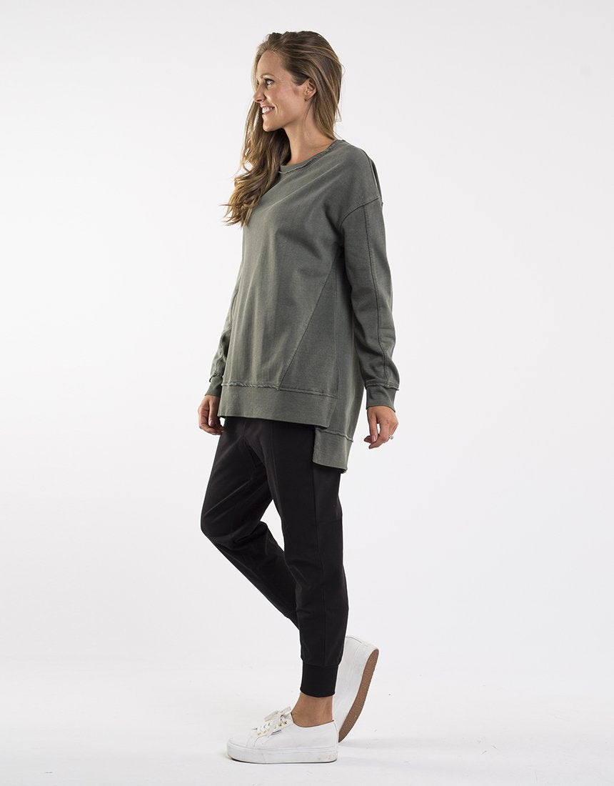 Foxwood Elm Jumper Fleur Crew Khaki Basic State Foxwood Australian Stockist