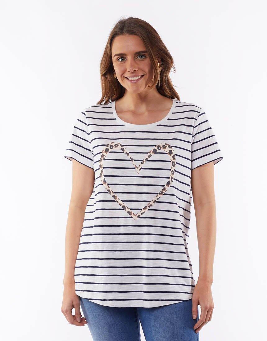 Elm Clothing Full Circle Tee Elm Fundamental Tee Leopard Print Stripe Tee Leopard Heart Tshirt Basic State Stripe Elm Tee Elm Melbourne Stockist Elm Sydney Stockist Elm Brisbane Stockist Elm Perth Stockist Elm Adelaide Stockist Elm Brisbane Stockist Elm Stripe Tshirt