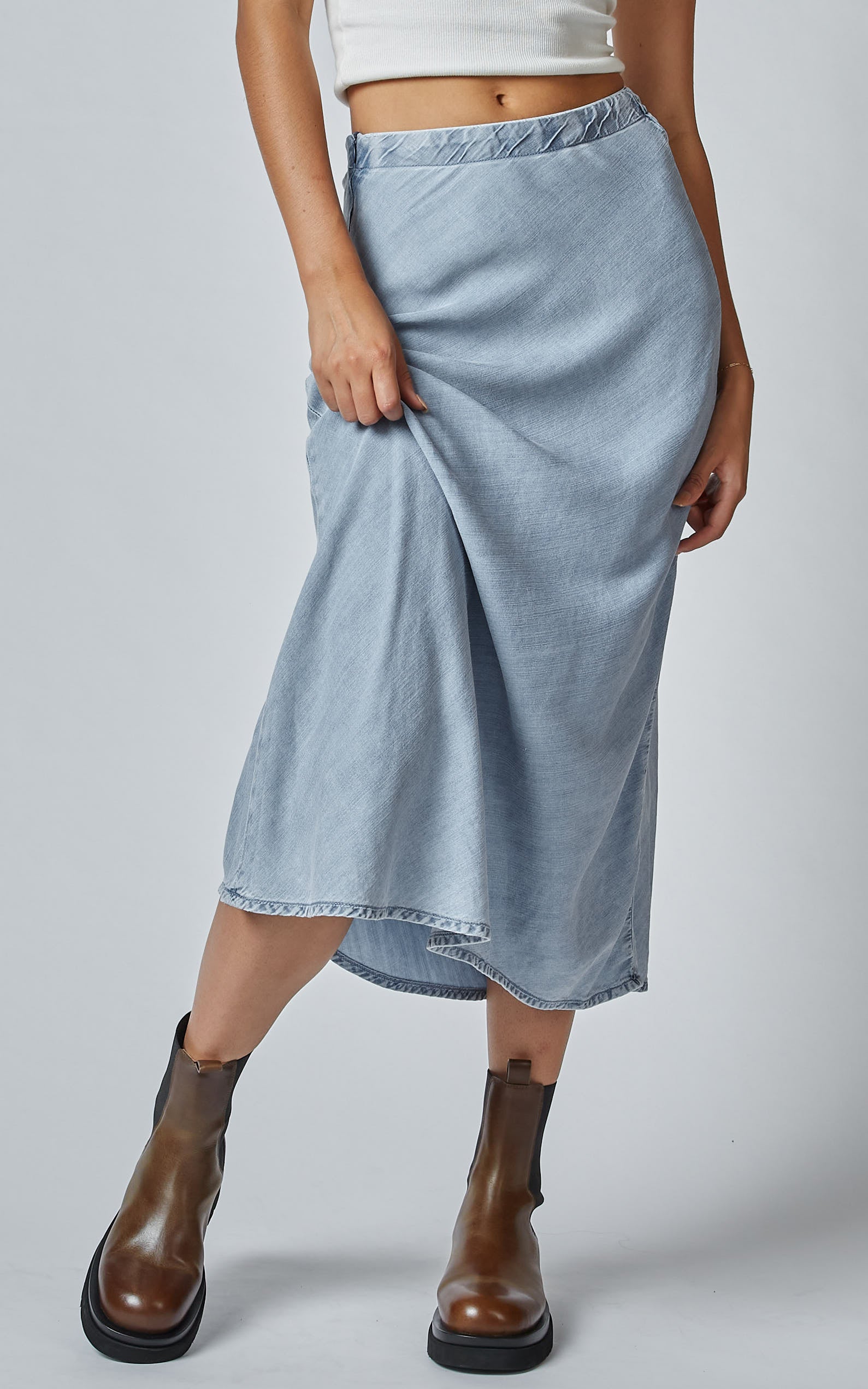 Denim maxi 2025 skirt tencel