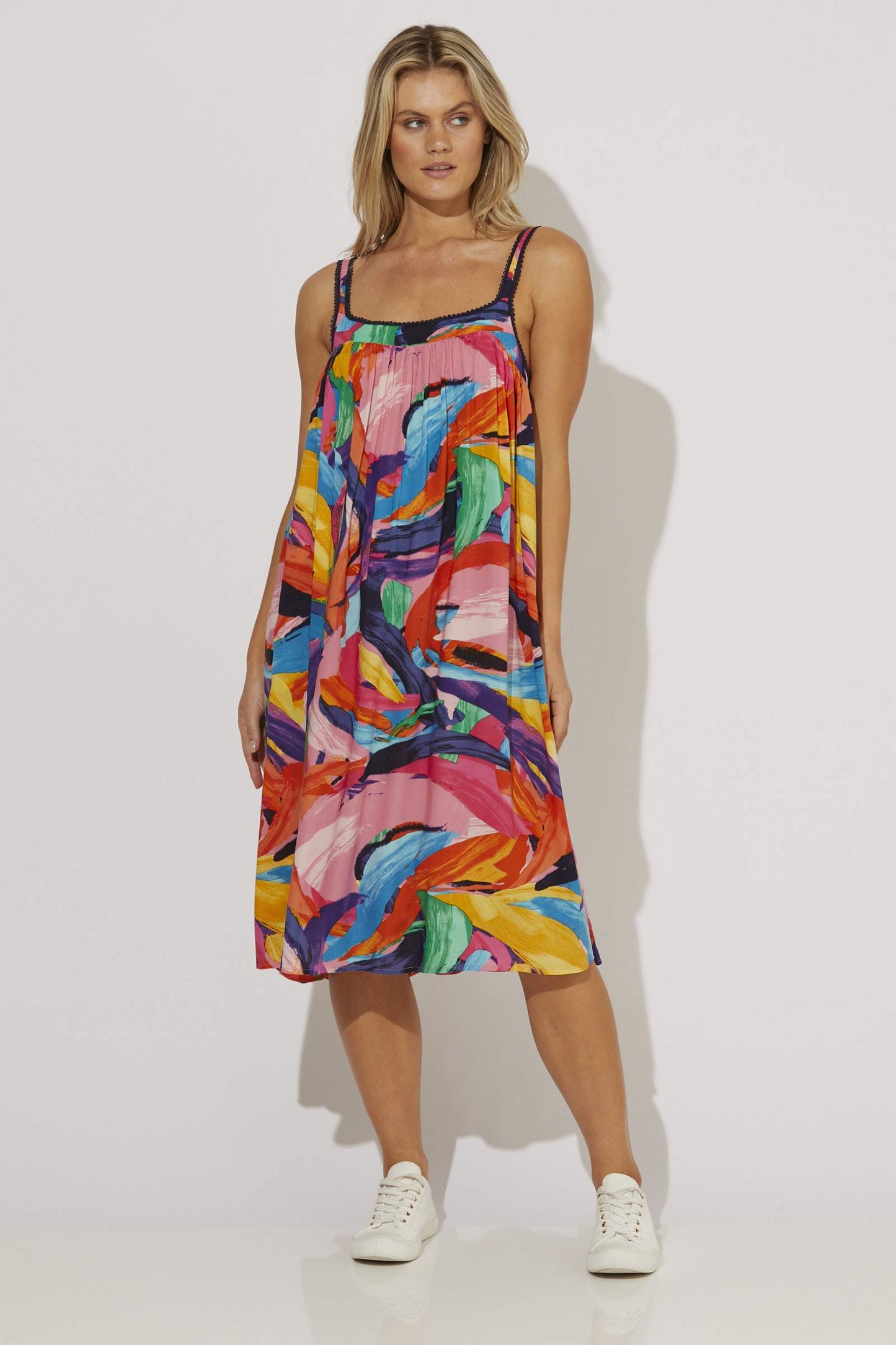 Shop Madagascar Strap Dress Fiesta Print Buy Haven Madagascar Dresses online Shop Haven Madagascar Dresses Australian stockists Melbourne Haven Clothing Stockists Buy Haven Clothing online Shop Madagascar Strappy Maxi Dress Fiesta Print Bright Coloured Maxi Dress Haven Stockists