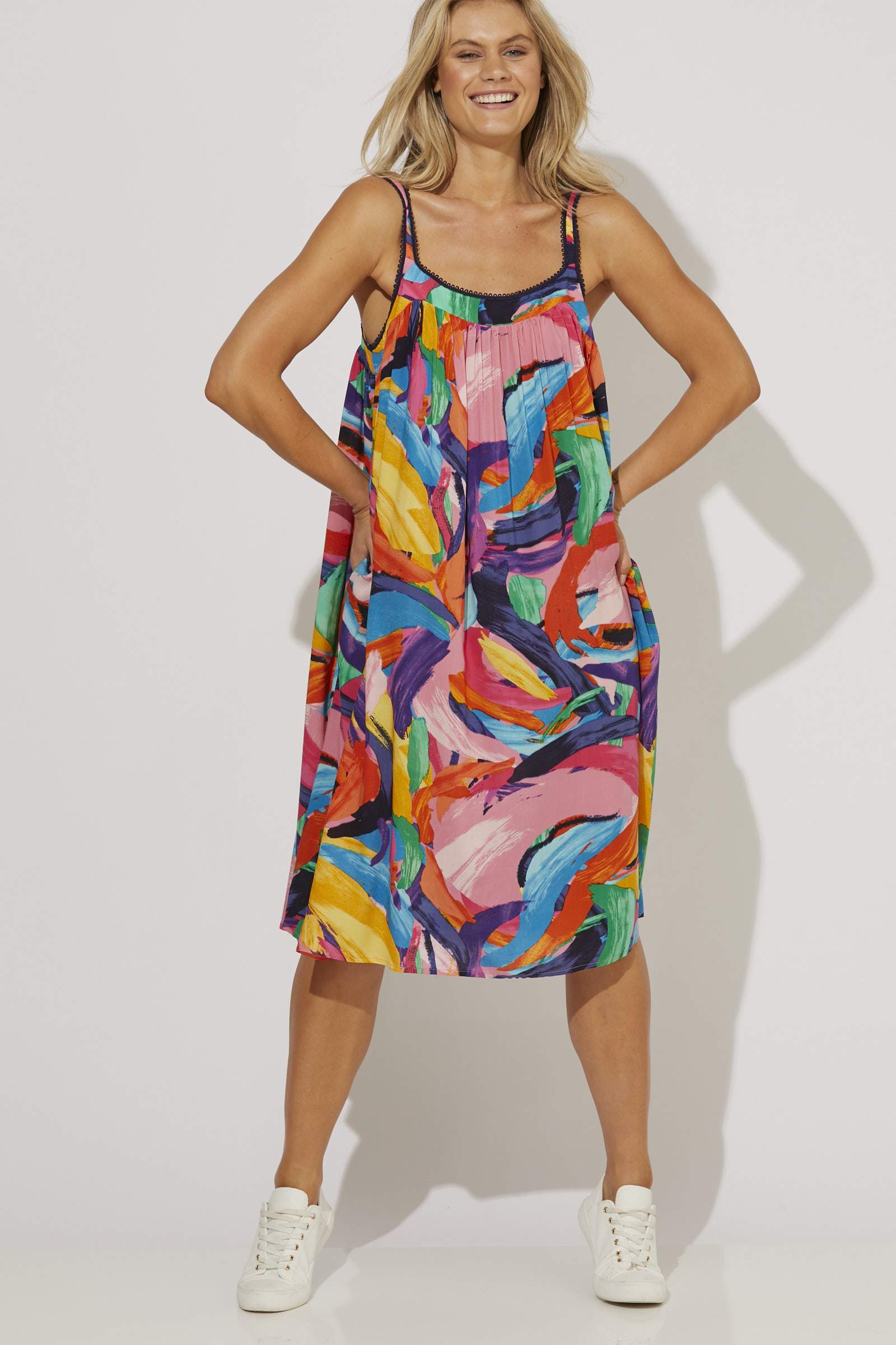 Shop Madagascar Strap Dress Fiesta Print Buy Haven Madagascar Dresses online Shop Haven Madagascar Dresses Australian stockists Melbourne Haven Clothing Stockists Buy Haven Clothing online Shop Madagascar Strappy Maxi Dress Fiesta Print Bright Coloured Maxi Dress Haven Stockists