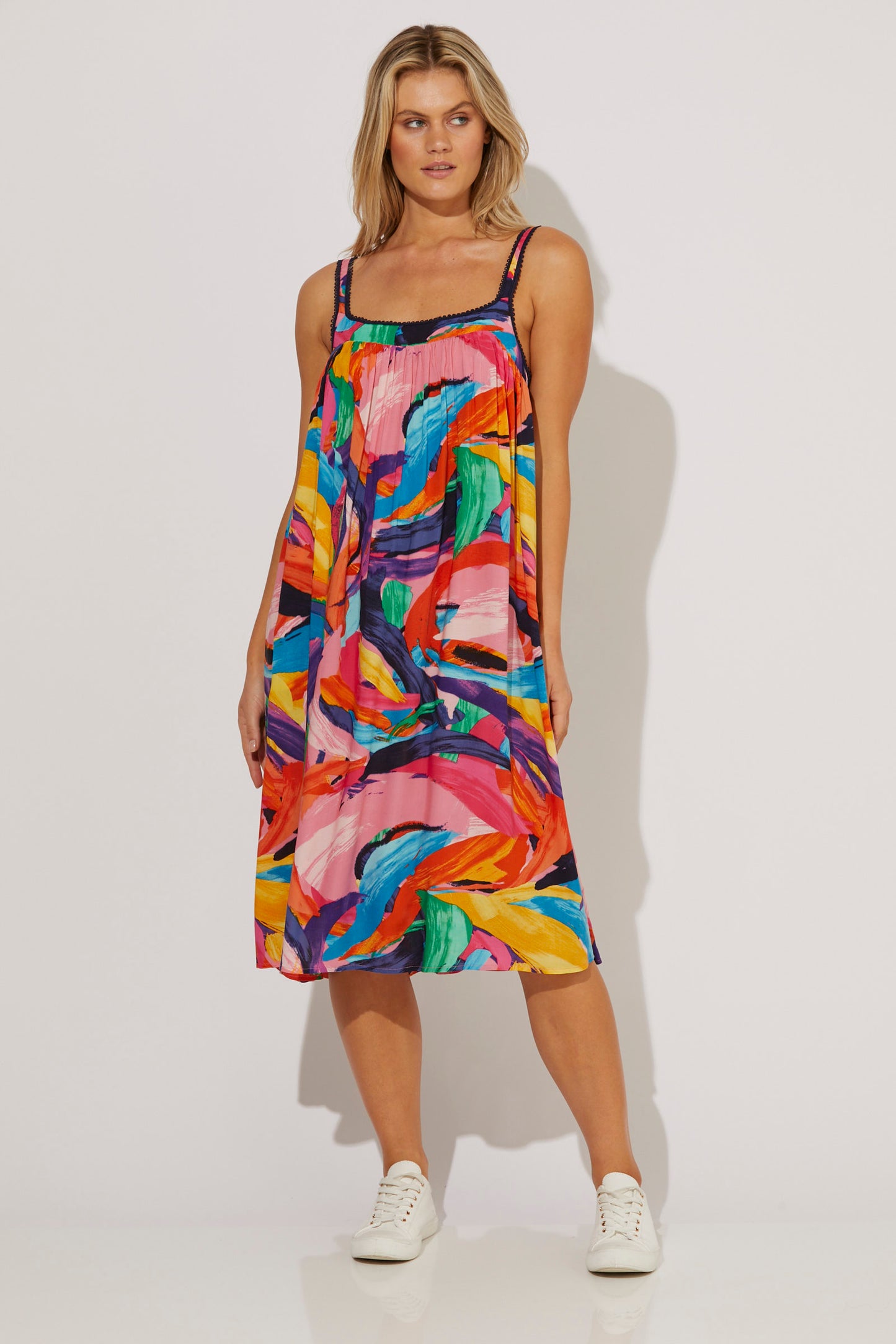 Shop Madagascar Strap Dress Fiesta Print Buy Haven Madagascar Dresses online Shop Haven Madagascar Dresses Australian stockists Melbourne Haven Clothing Stockists Buy Haven Clothing online Shop Madagascar Strappy Maxi Dress Fiesta Print Bright Coloured Maxi Dress Haven Stockists