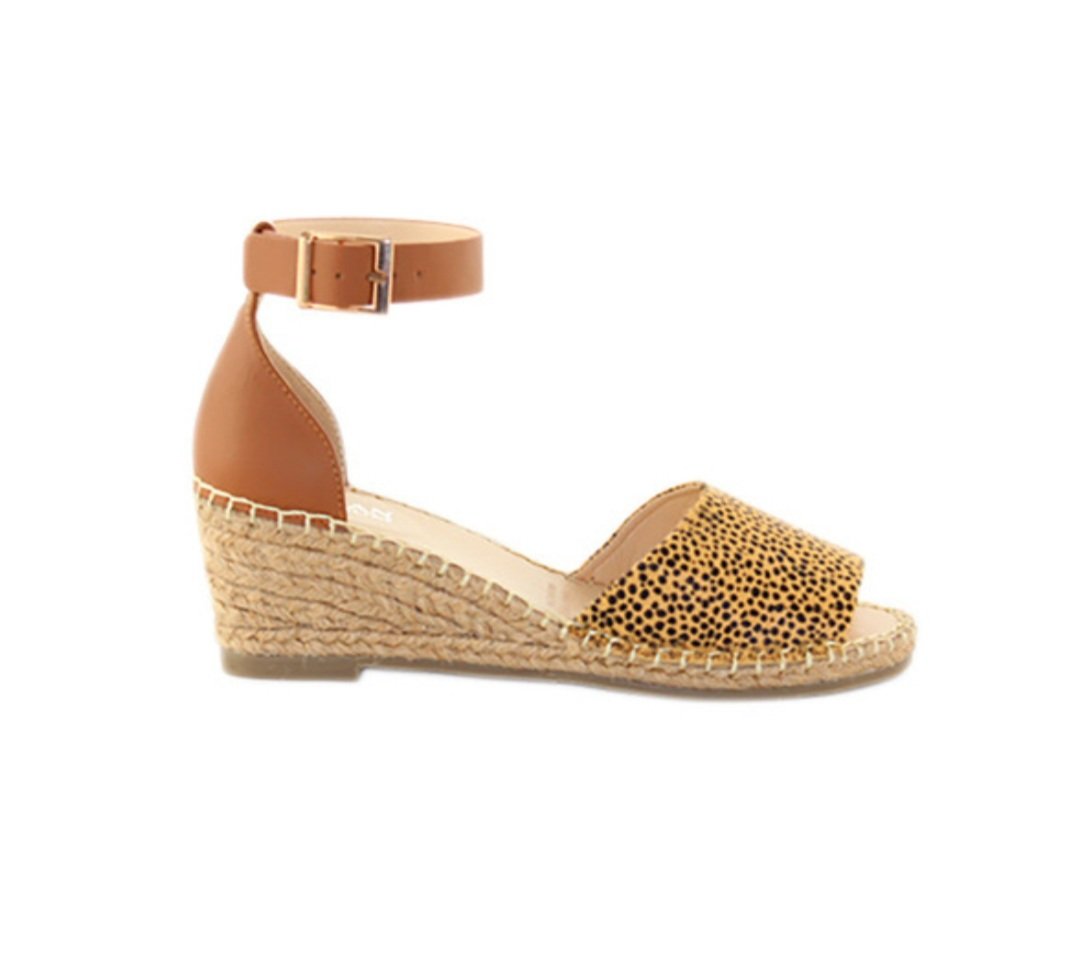 Helene Leather Wedges Cheetah Print Helene Leather Espadrille Wedges Animal Print Basic State Helene Leather Wedges Miss June Free Shoes Helene Leather Wedges