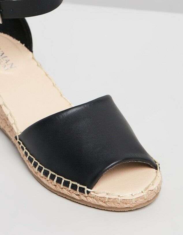 Black Leather Helene Wedge Espadrille Heals Human Leather Wedges Human leather shoe stockist Basic State