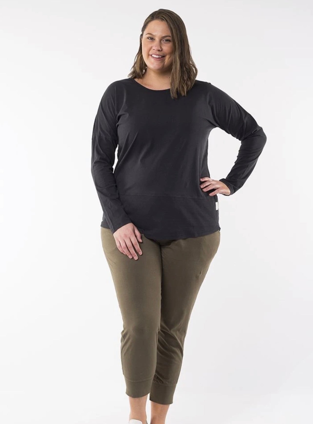 Buy Elm Embrace Clothing online Shop Elm Embrace Plus Size Clothing - White Long Sleeve Rib Tee - Basic State Australia Elm Embrace Stockist Elm Plus Size Rib Long Sleeve Tee Black Elm Fundamental Long Sleeve Rib Tshirt - Blush Black Elm Long Sleeve Rib Tee Basic State Elm Fundamental Rib Long Sleeve Tee Stockist Elm Australian stockist