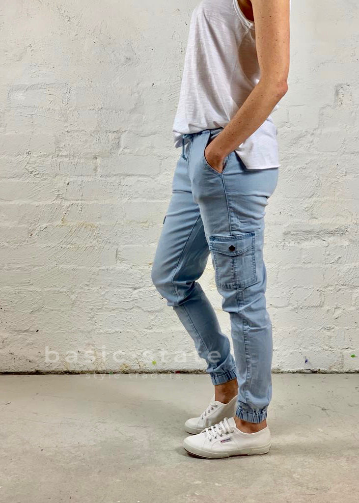 Light blue denim joggers shop