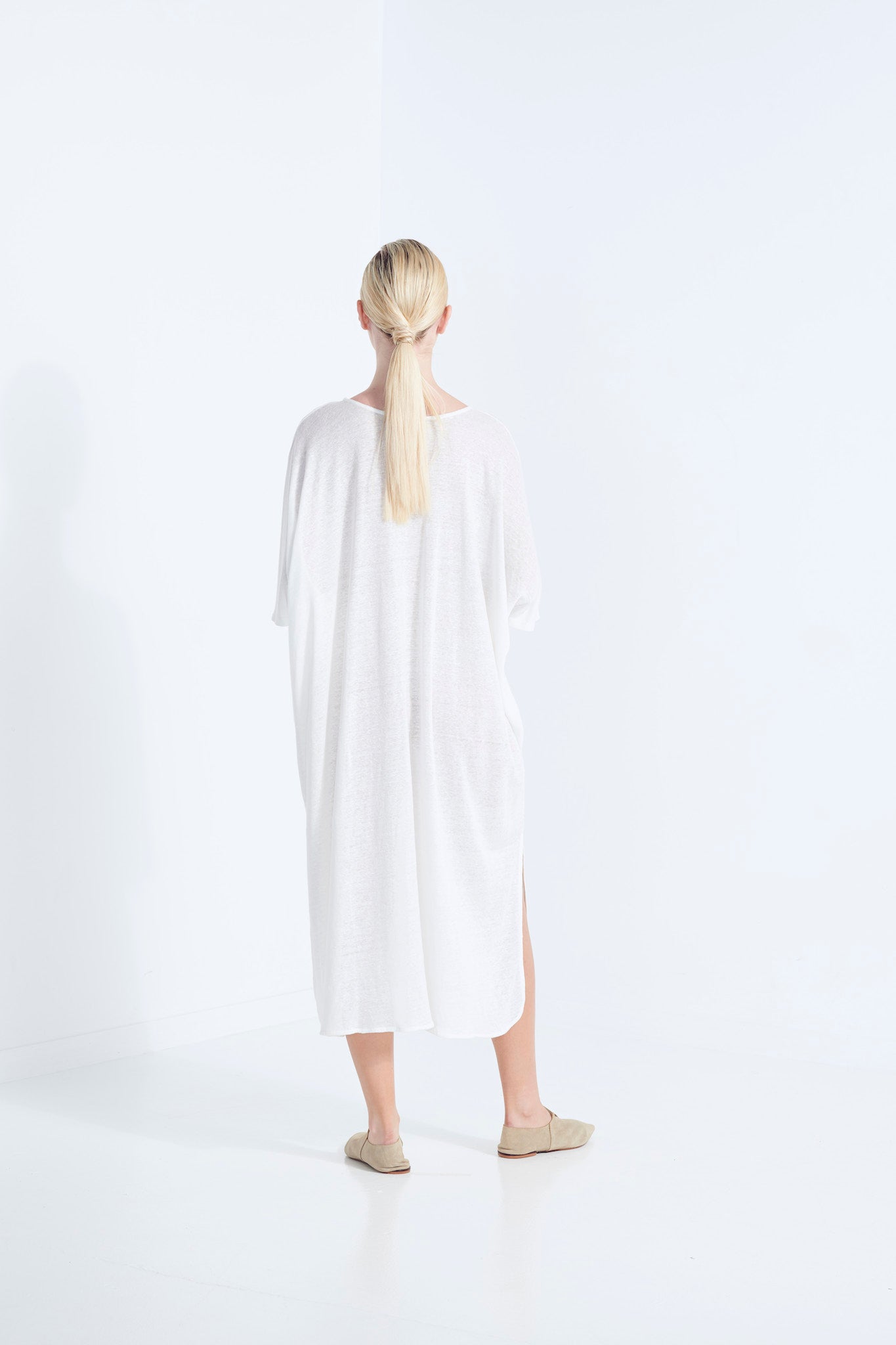 Zeus Dress - Ice White Linen